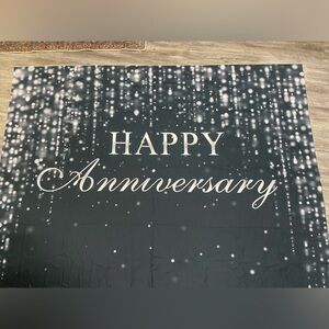 Black and White Happy Anniversary Backdrop